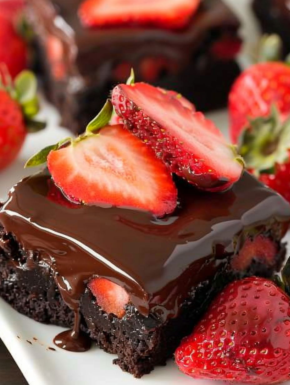 Chocolate Covered Strawberry Brownies
