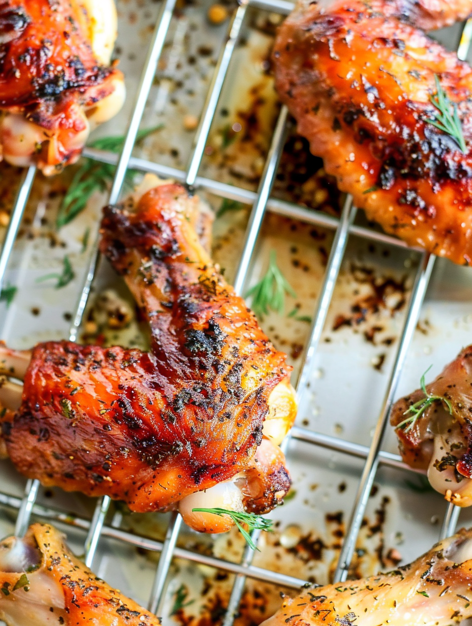 Close-up showing crispy skin and dill garnish