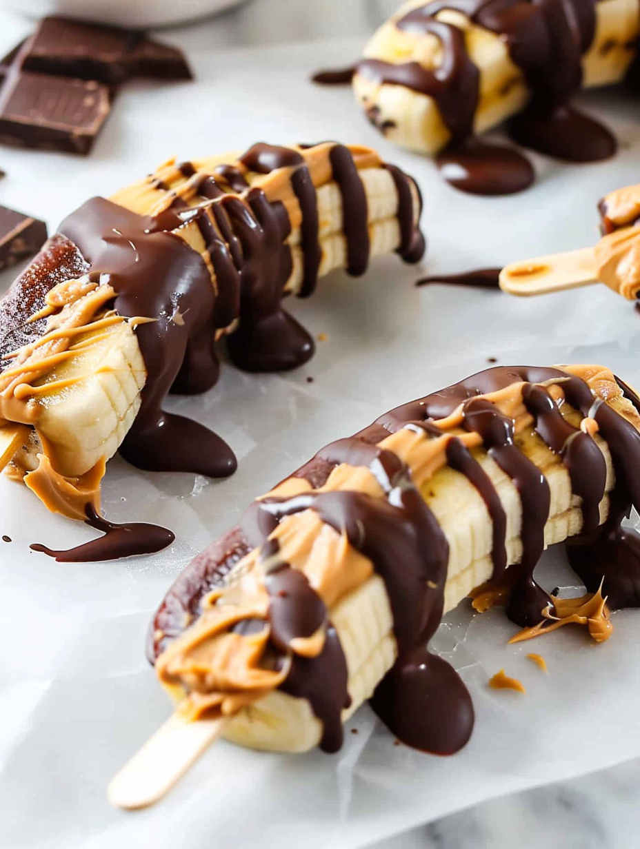 Close-up of peanut butter spread on banana half