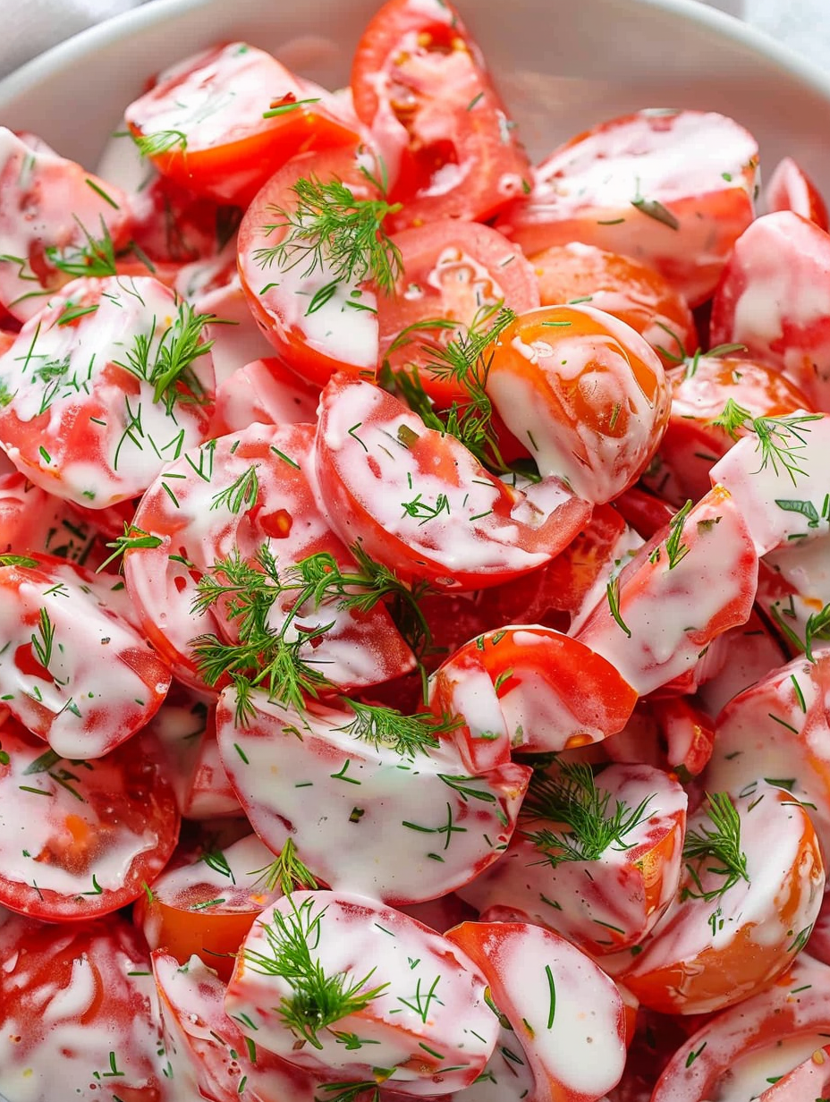 Tomato and dressing in a bowl