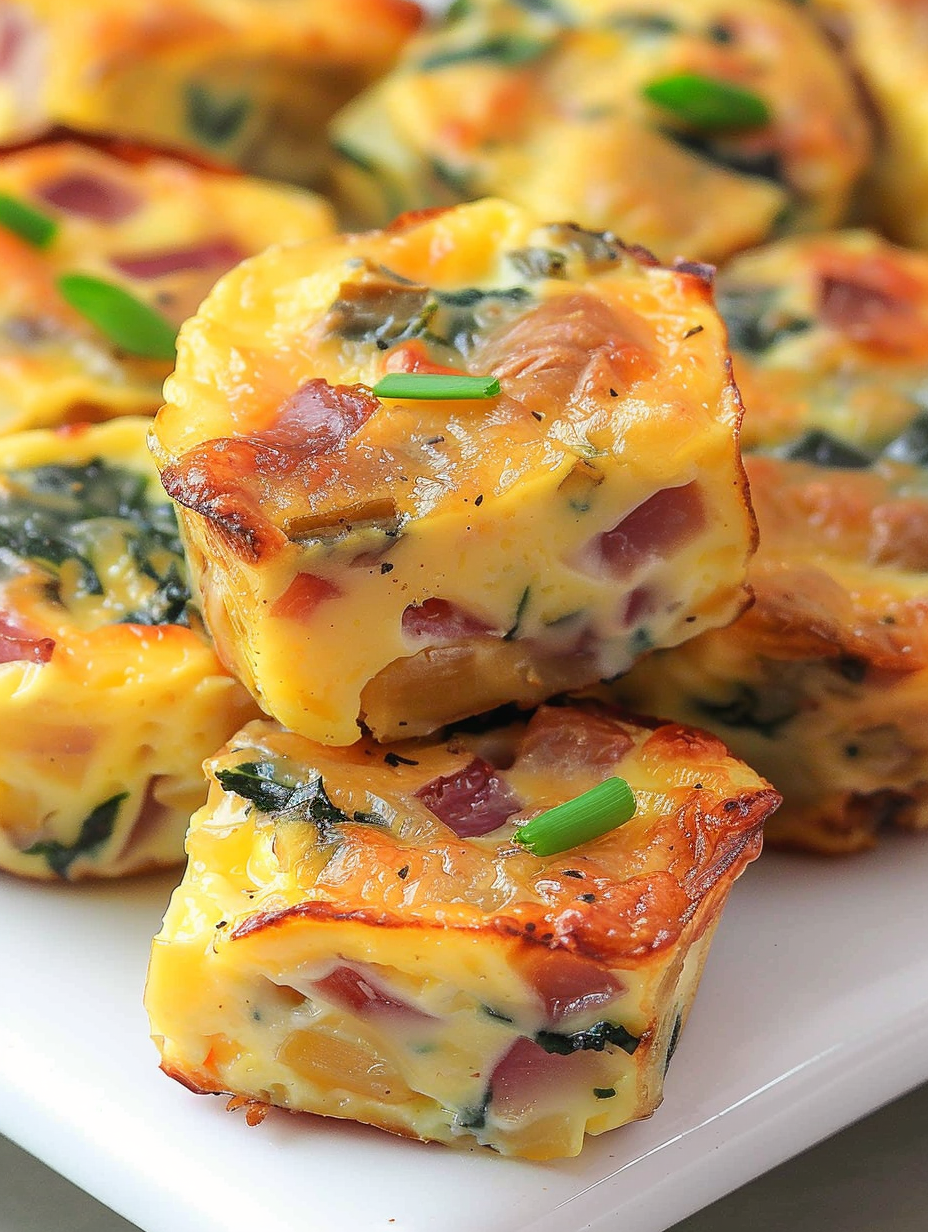 Stacked egg bakes with chives