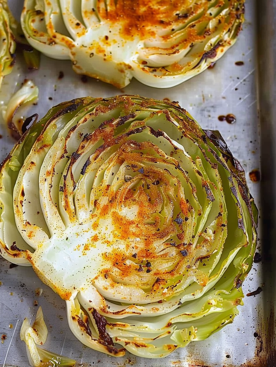 Close up of browned cabbage edge