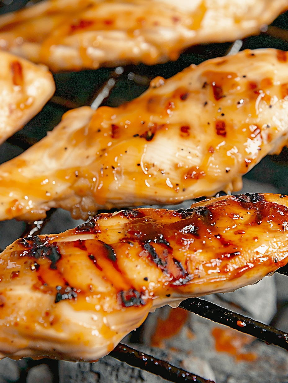 Orange Chili Grilled Chicken on the grill