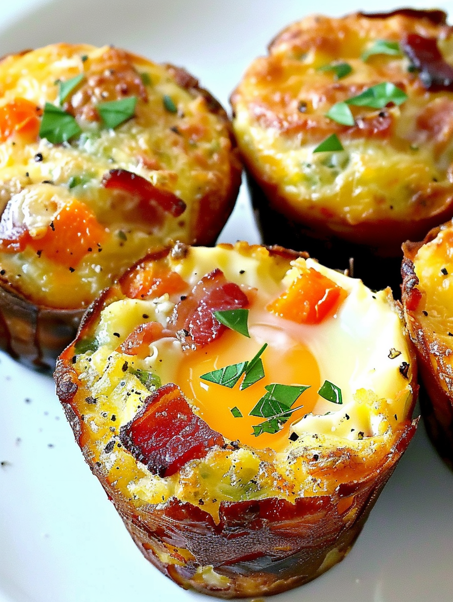 Tray of breakfast muffins cooling in pans