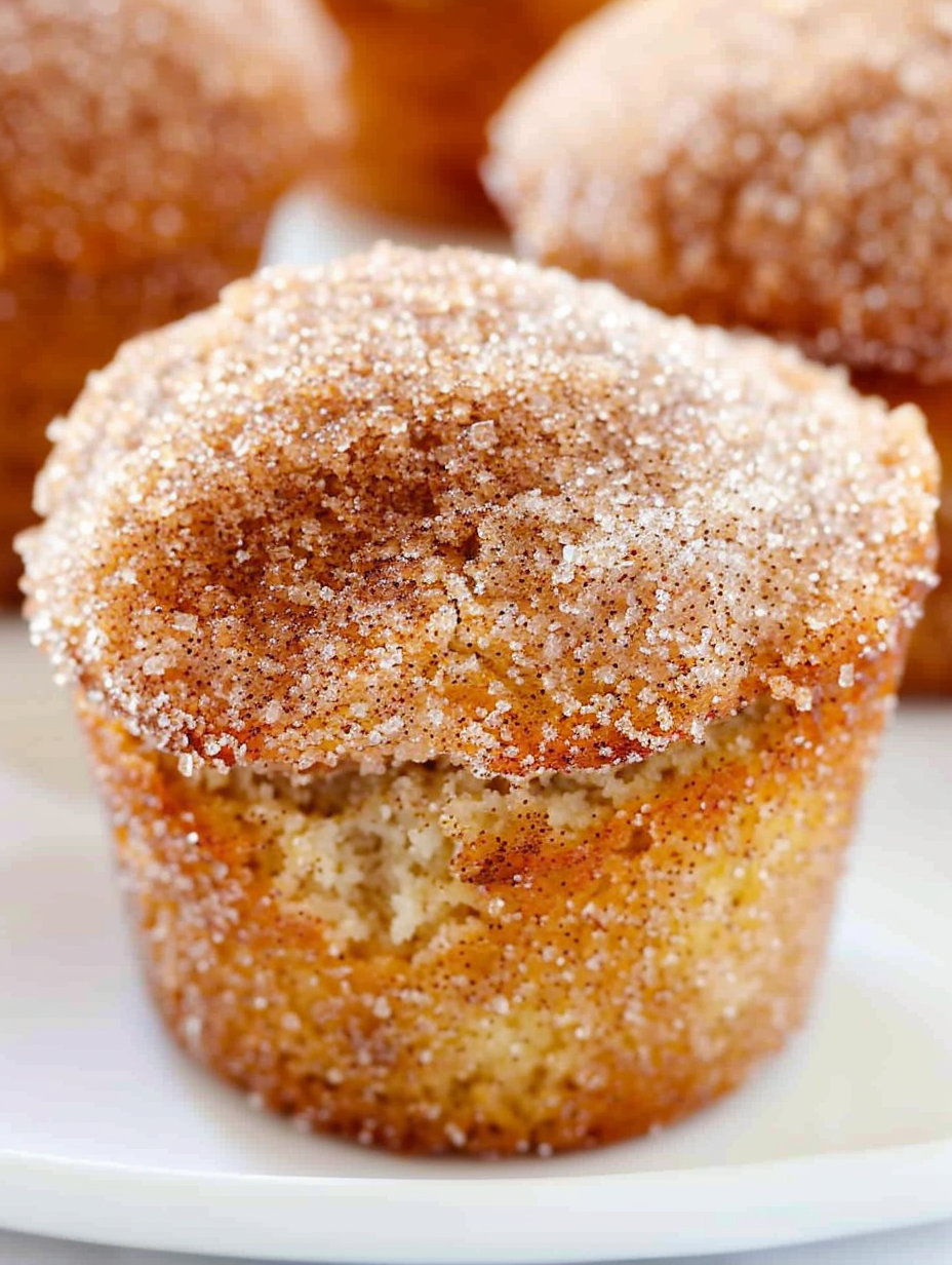 Cinnamon sugar coated muffin close up