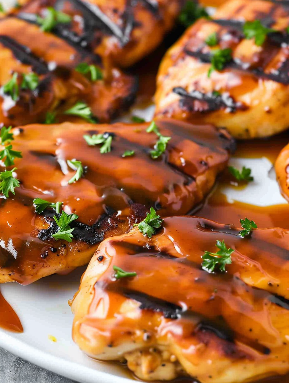 Honey barbecue grilled chicken on a plate