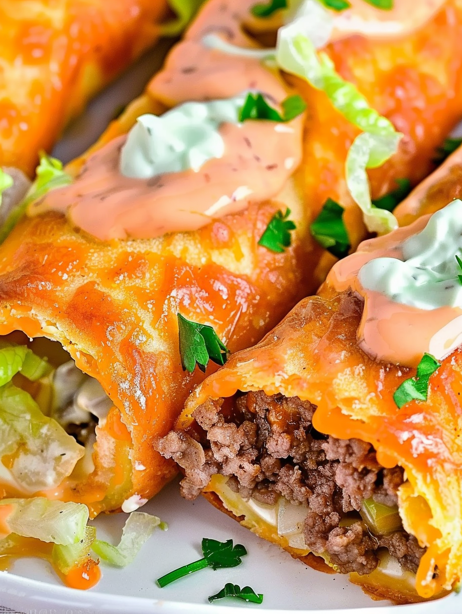 Cheesy roll-ups on a baking sheet