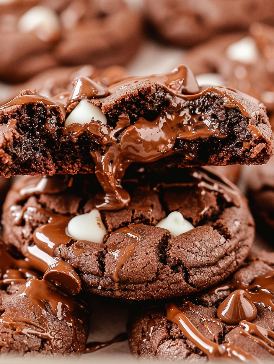 Freshly baked double chocolate cookies with Junior Mints