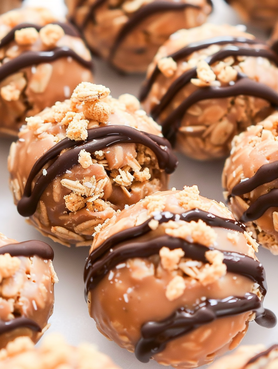 No Bake Muddy Buddy Protein Cookies arranged on a plate