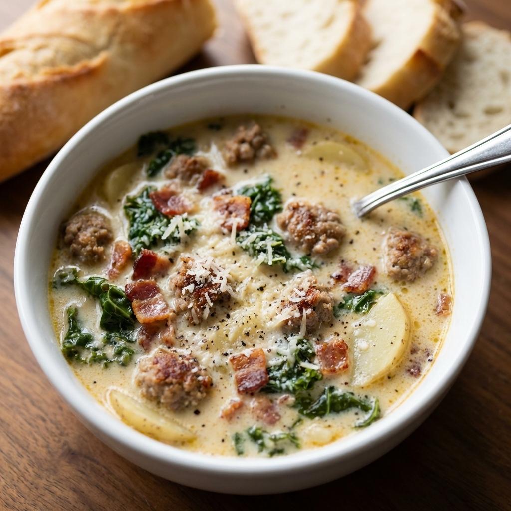 Ingredients laid out for Zuppa Toscana