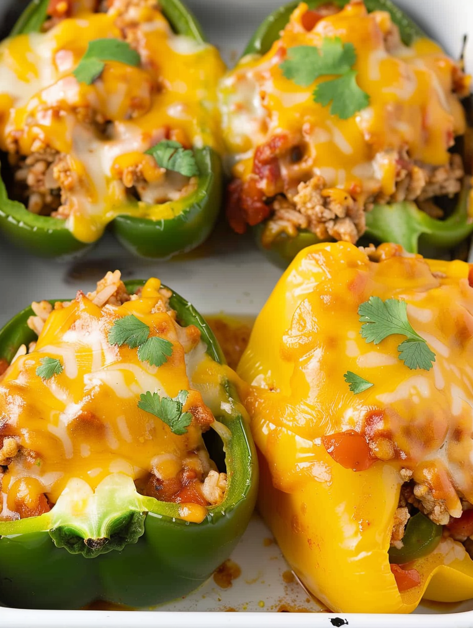 Plated stuffed pepper with garnish