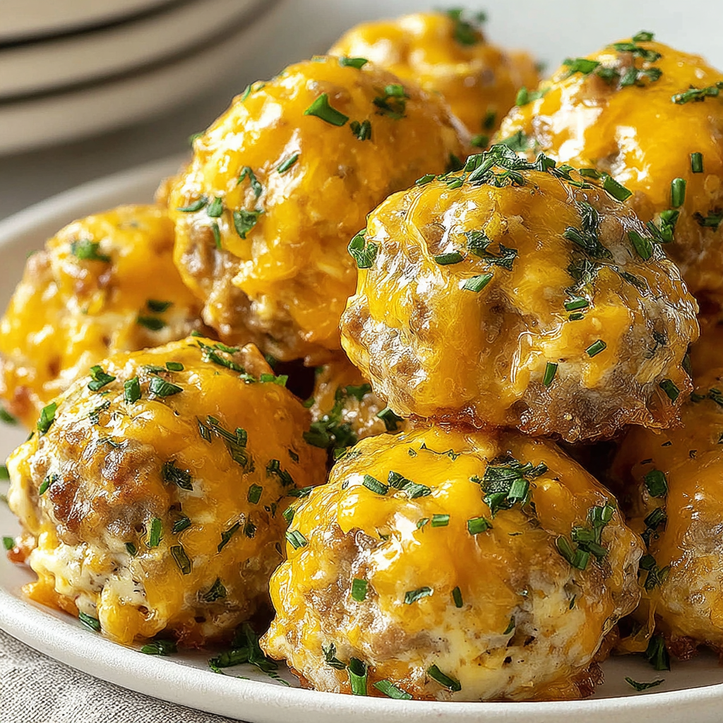 Close-up of tender, cheesy turkey sausage ball interior