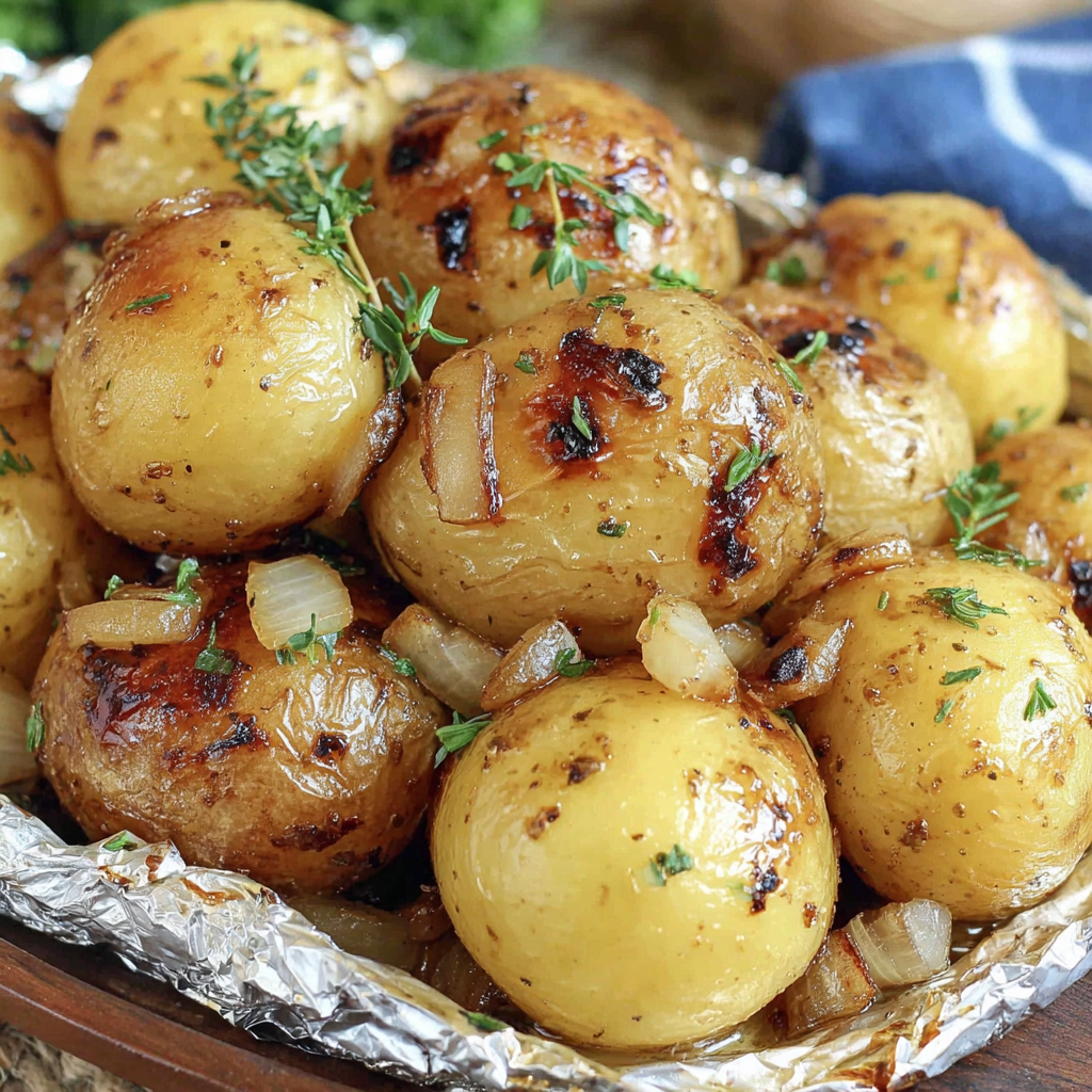 Grilled Garlic Potato Foil Packets