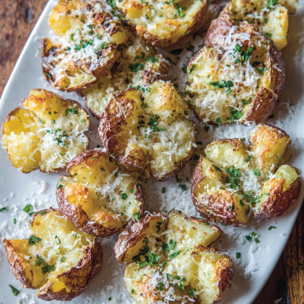 Crispy Cheesy Smashed Potatoes