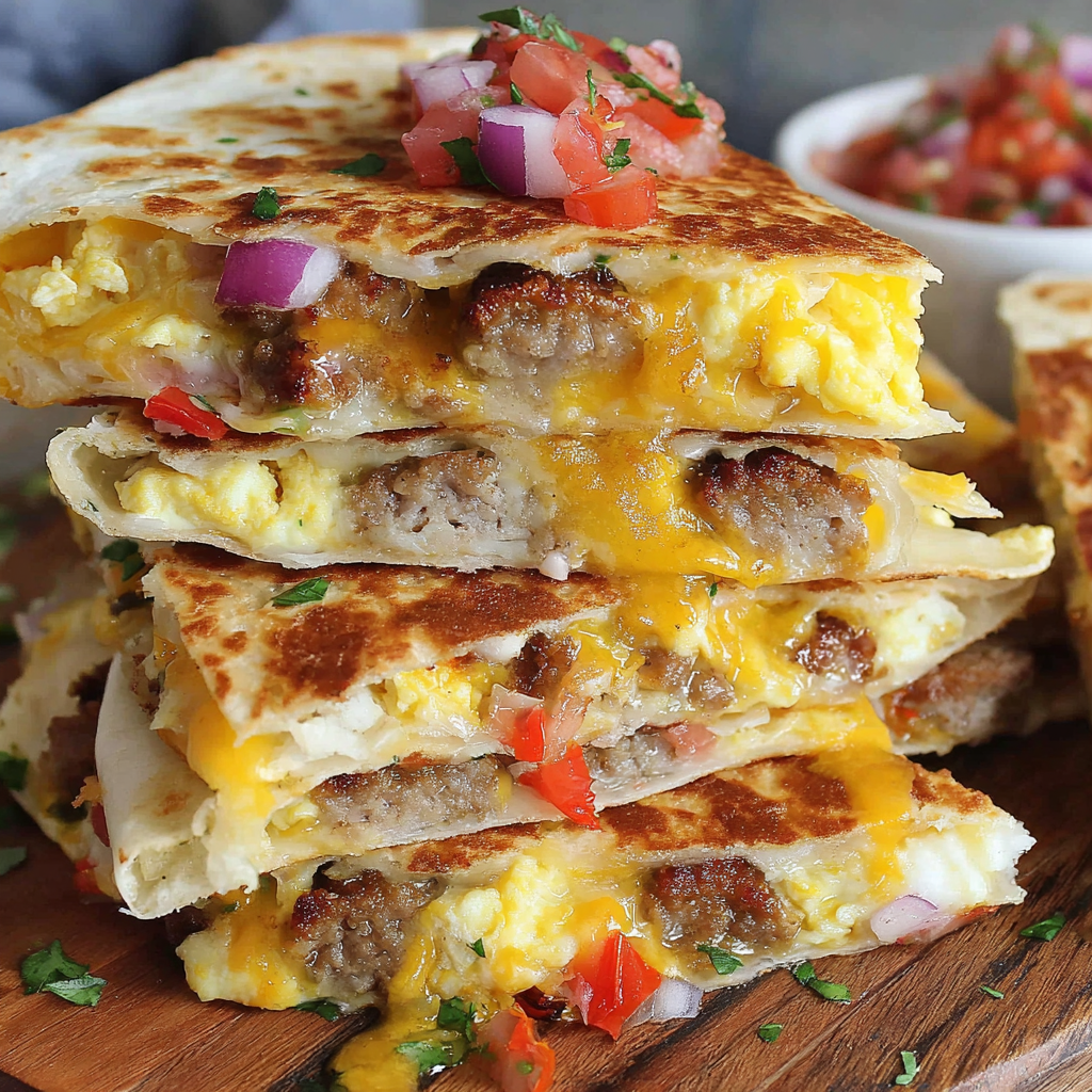 Crispy Bacon Breakfast Quesadillas