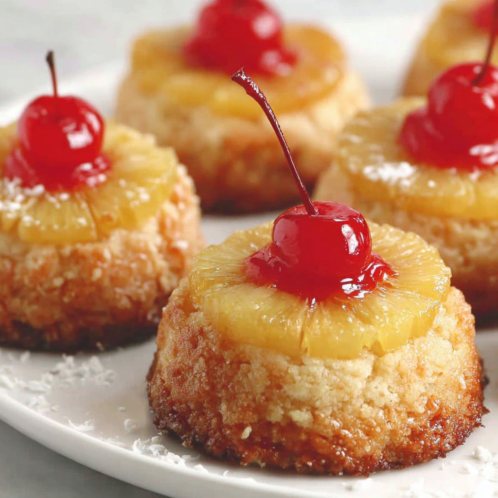 Platter of pineapple upside down sugar cookies for serving
