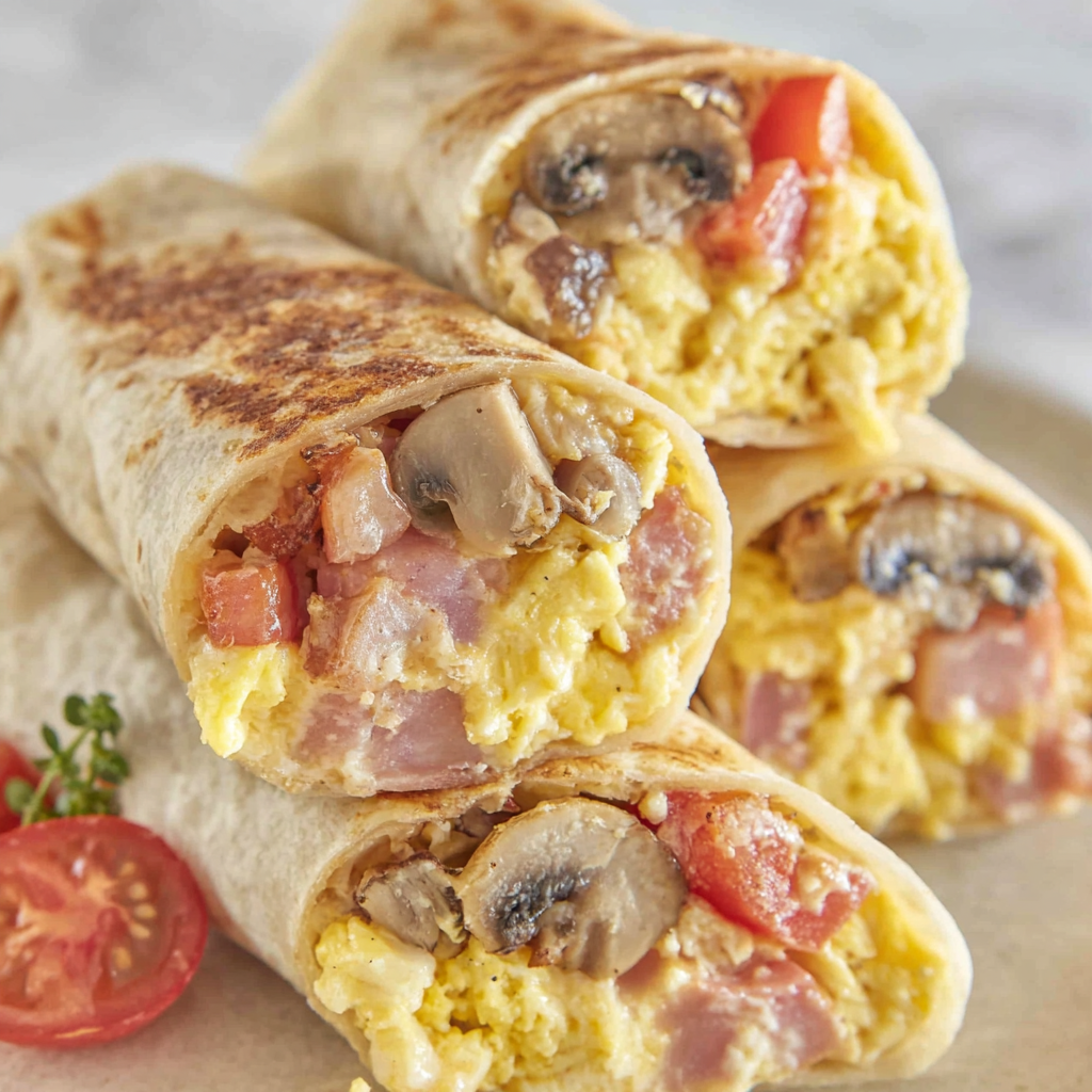 Crisping breakfast burritos in a skillet until golden