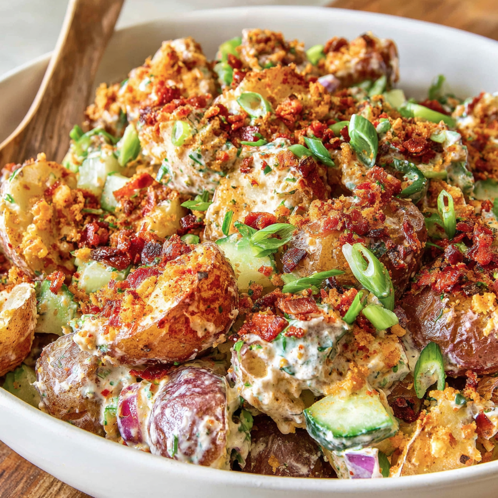 Chili Crisp Smashed Potato Salad
