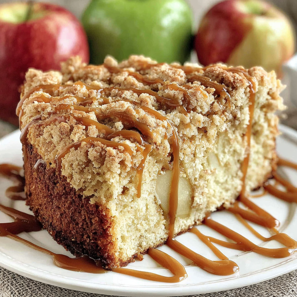 Irish Apple Cake with streusel close-up