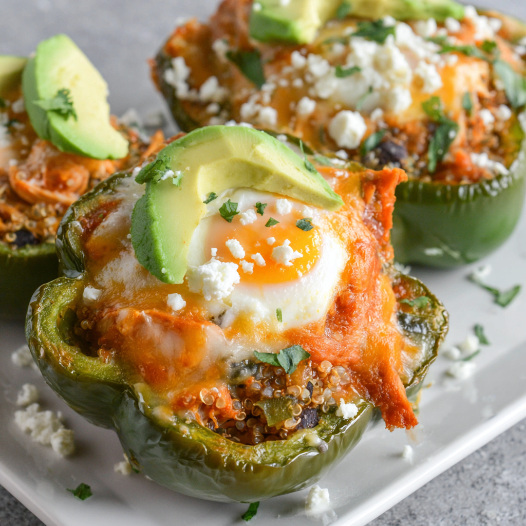 Southwestern Chicken and Quinoa Stuffed Peppers