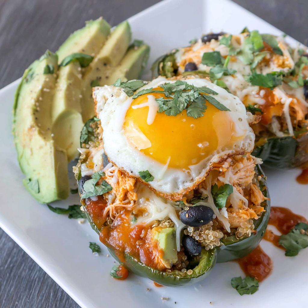 Stuffed bell peppers on a baking dish