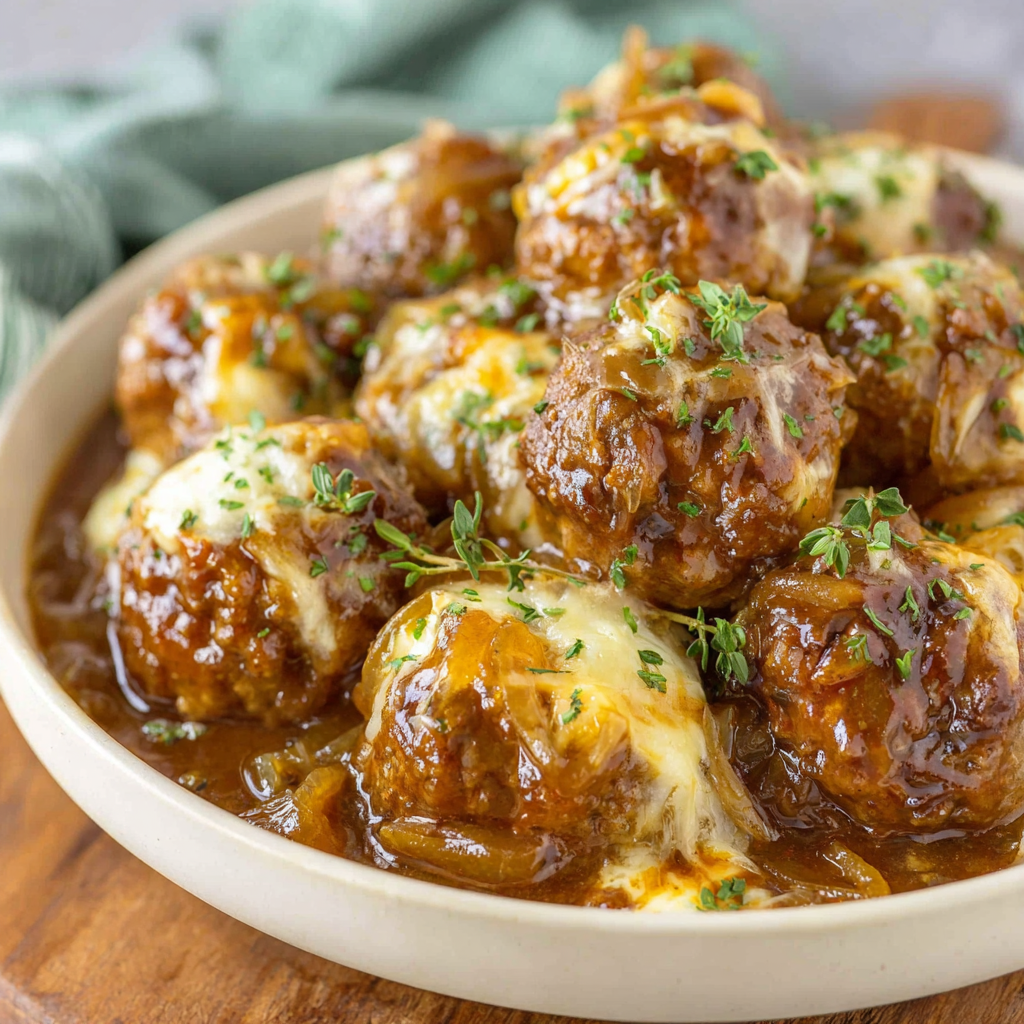 Crock Pot French Onion Meatballs