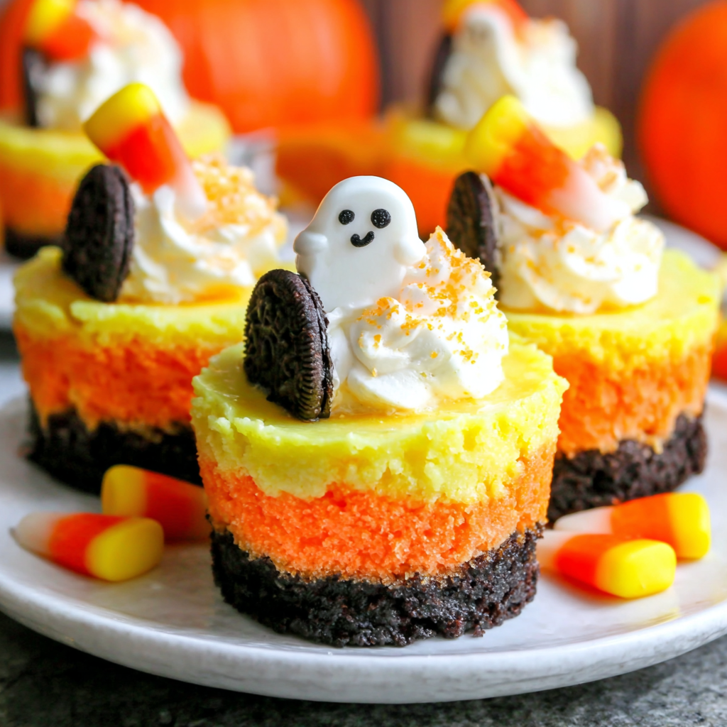Mini Candy Corn Cheesecakes