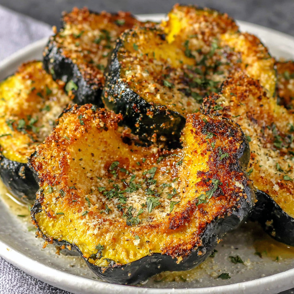 Baked Parmesan Garlic Acorn Squash