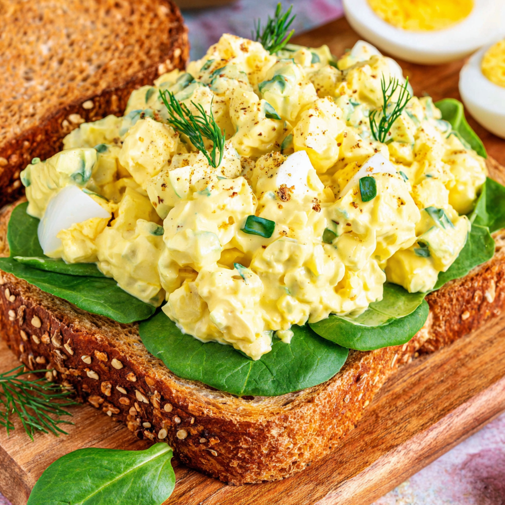 Egg salad in a bowl with chives