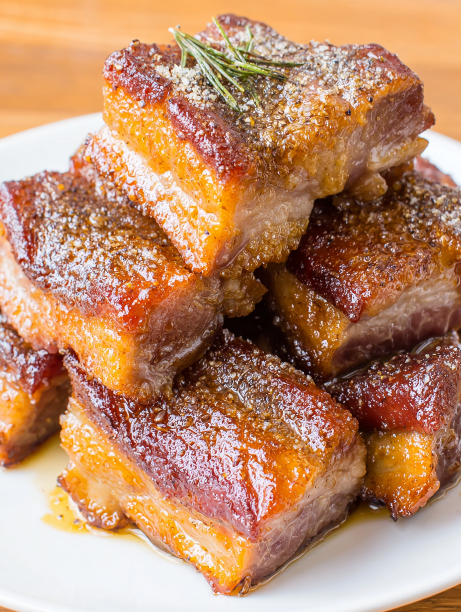 Glazed country style pork ribs sliced on a platter