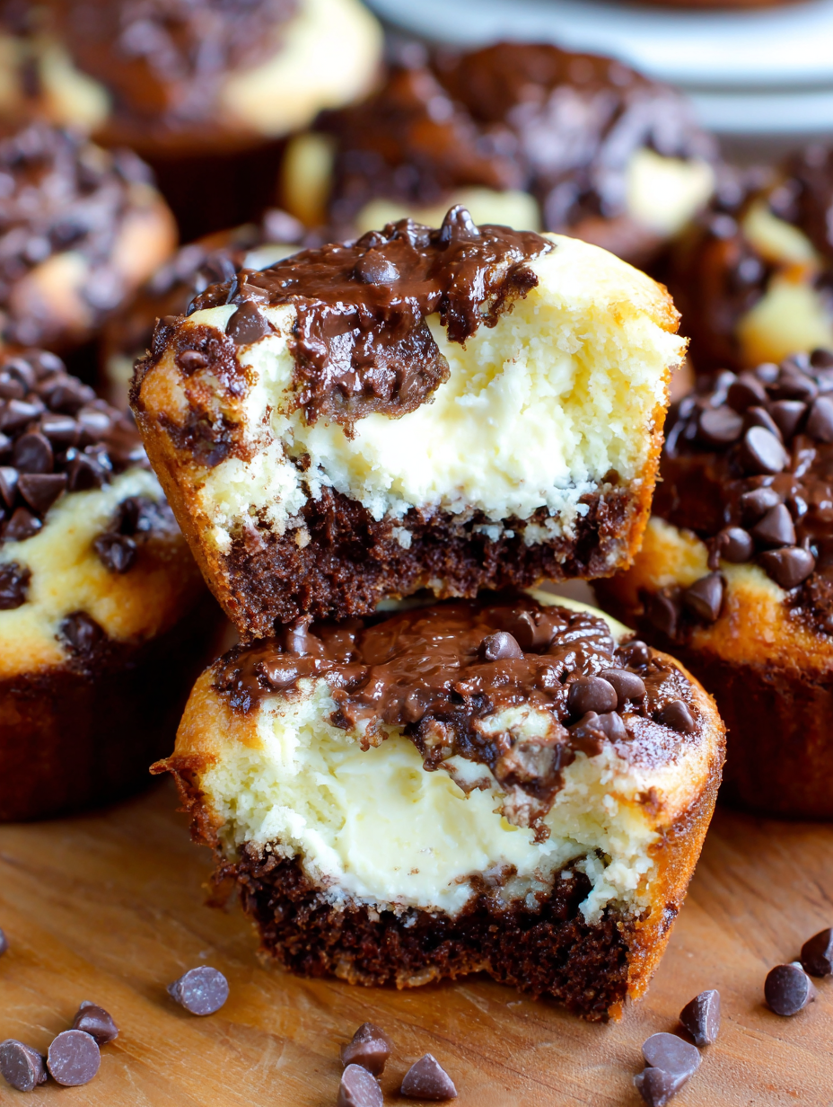 Cheesecake Chocolate Chip Muffins with cream cheese centers
