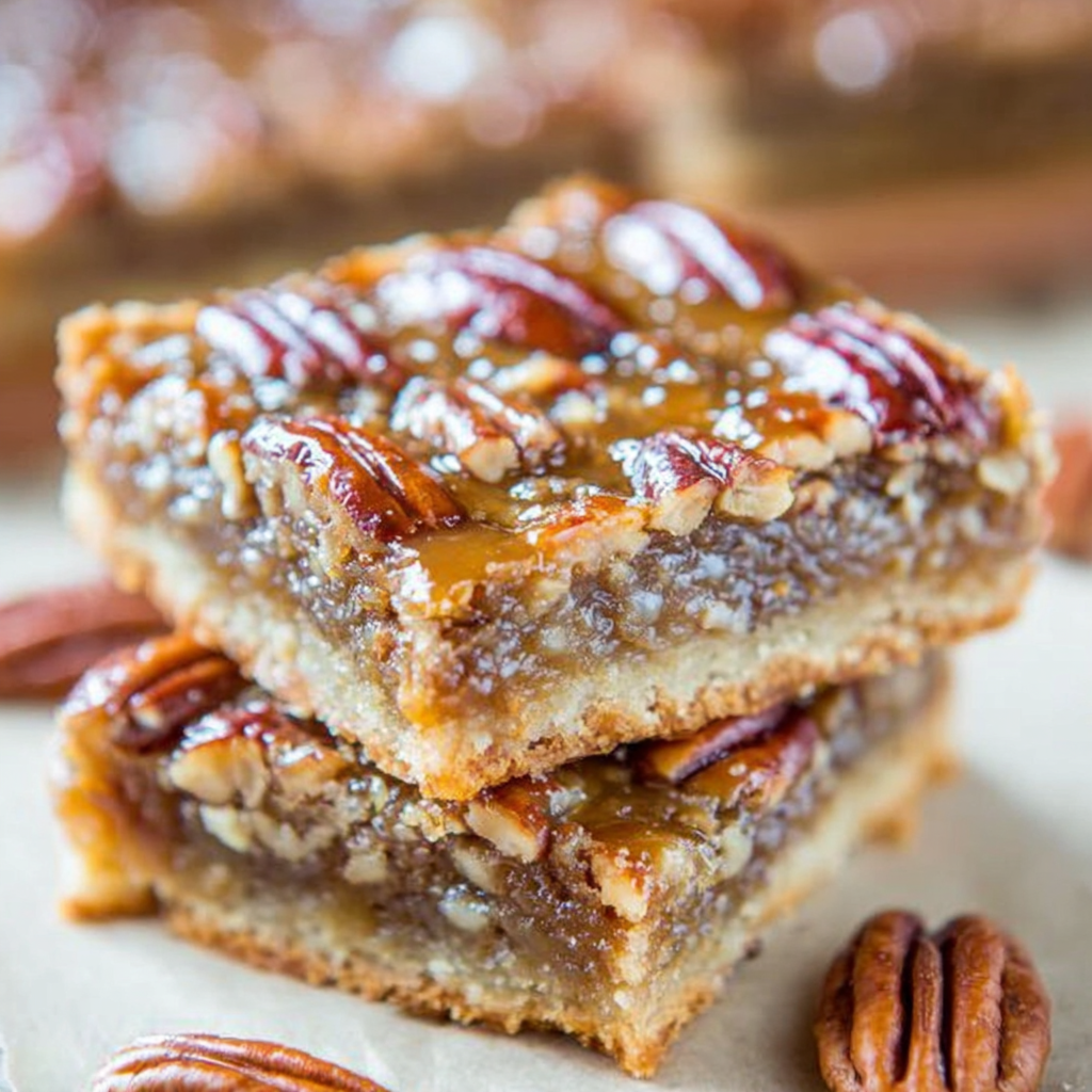 Salted Caramel Maple Pecan Pie Bars