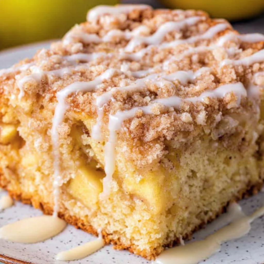 Apple Coffee Cake with Streusel and Vanilla Glaze