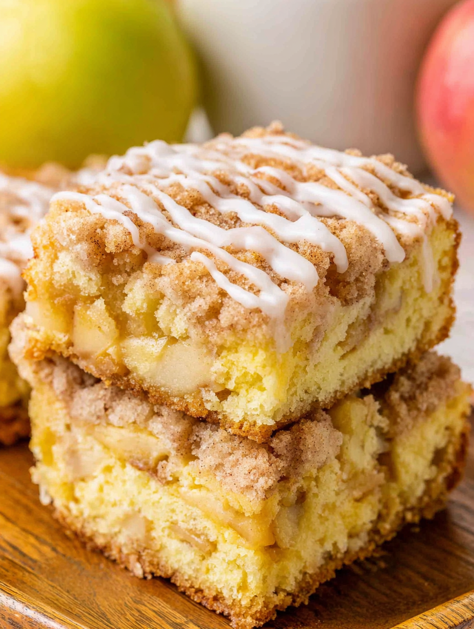 Apple coffee cake with streusel and glaze