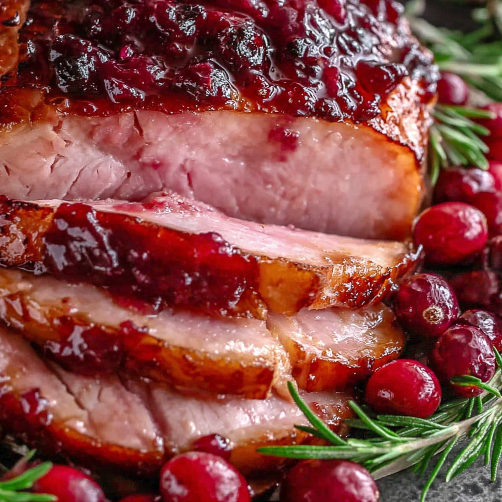 Easy Oven Roasted Cranberry Dijon Glazed Ham