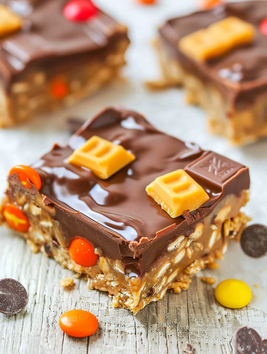 finished candy bars on a tray