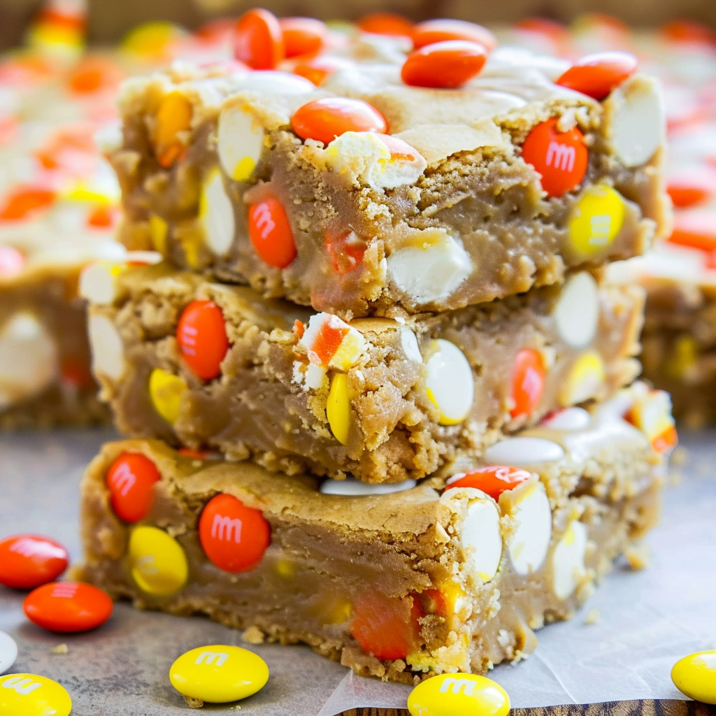 Candy Corn White Chocolate M&Ms Halloween Blondies