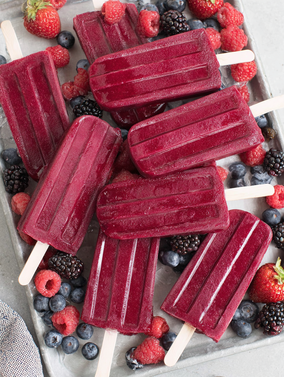 Close-up of berry puree being poured into molds