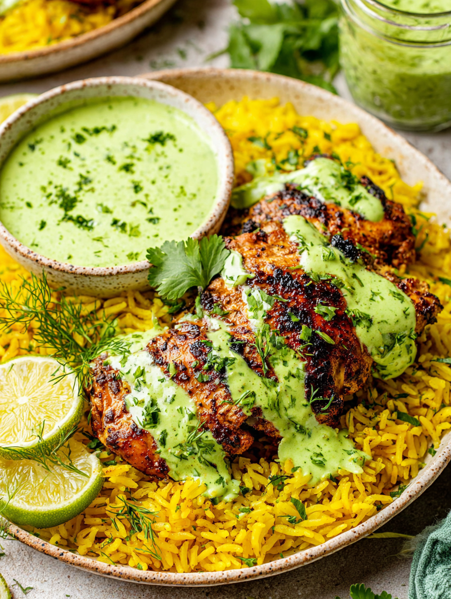 Close-up of green cilantro sauce in bowl