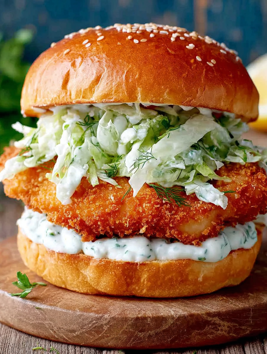 Assembled Crispy Chicken Caesar sandwiches on a cutting board