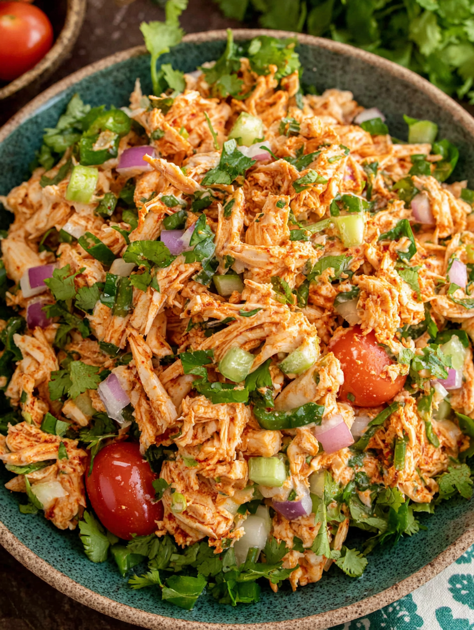 Easy Chipotle Chicken Salad in a bowl with lime wedges