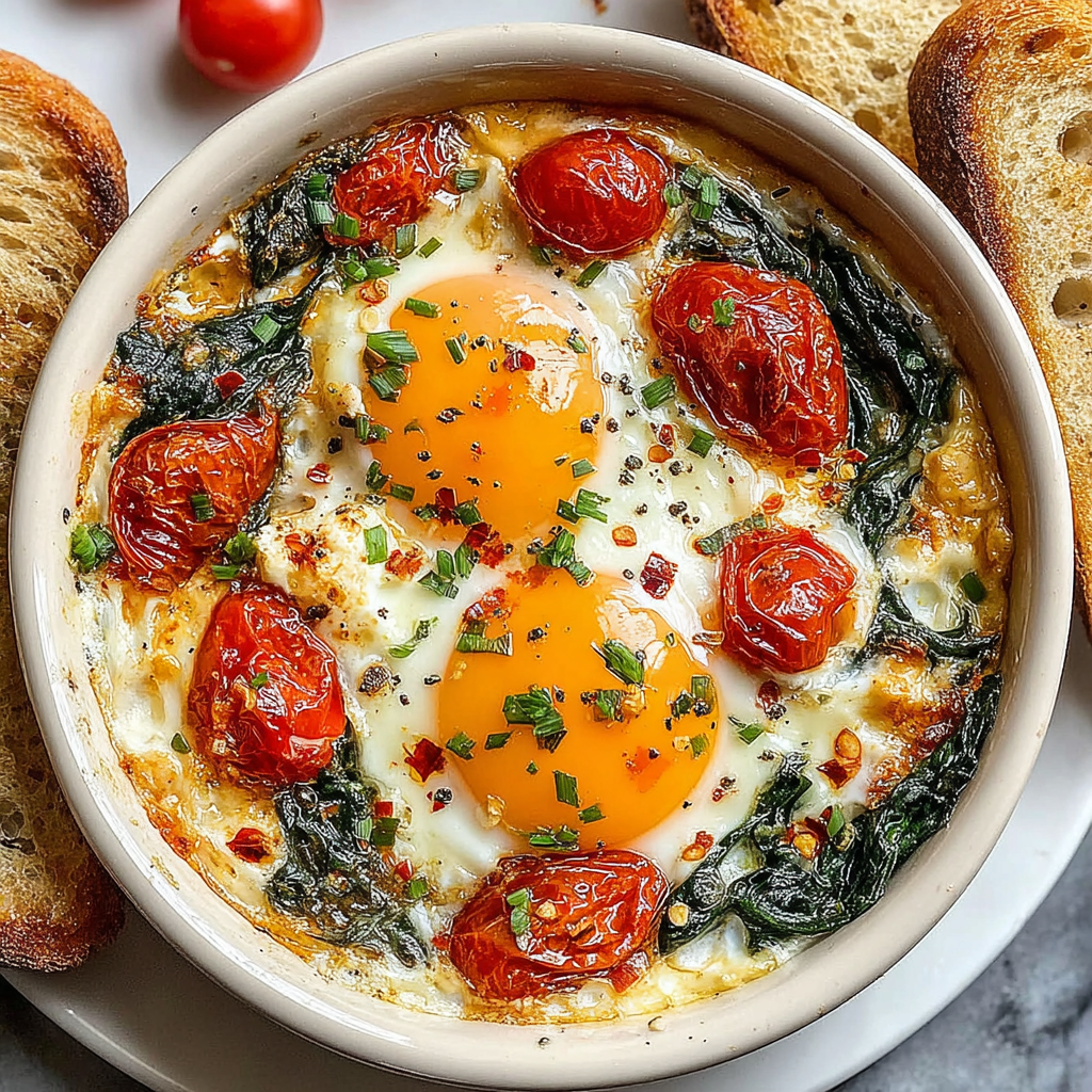 Baked Feta Eggs with Spinach (Print Version)