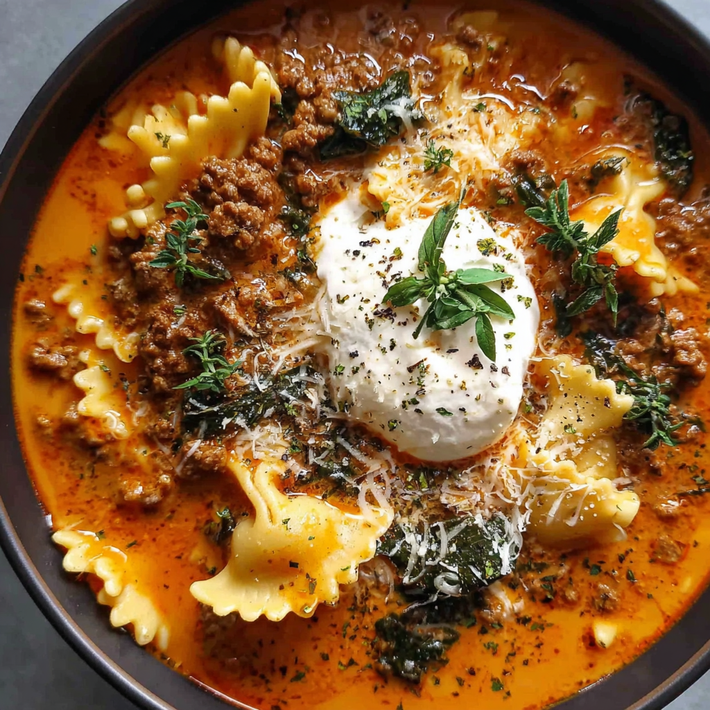 Mouthwatering One Pot Lasagna Soup