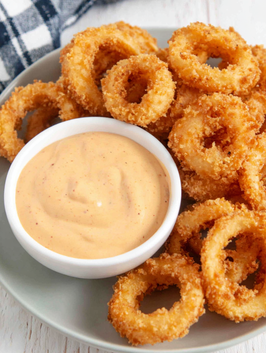 spoonful of zesty sauce over fries