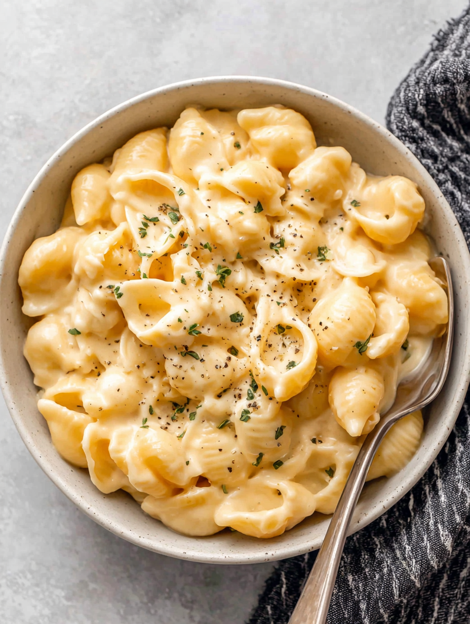 Creamy Panera-style mac and cheese in a bowl