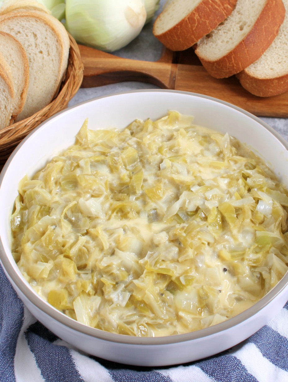 Fondue de poireaux servie en accompagnement