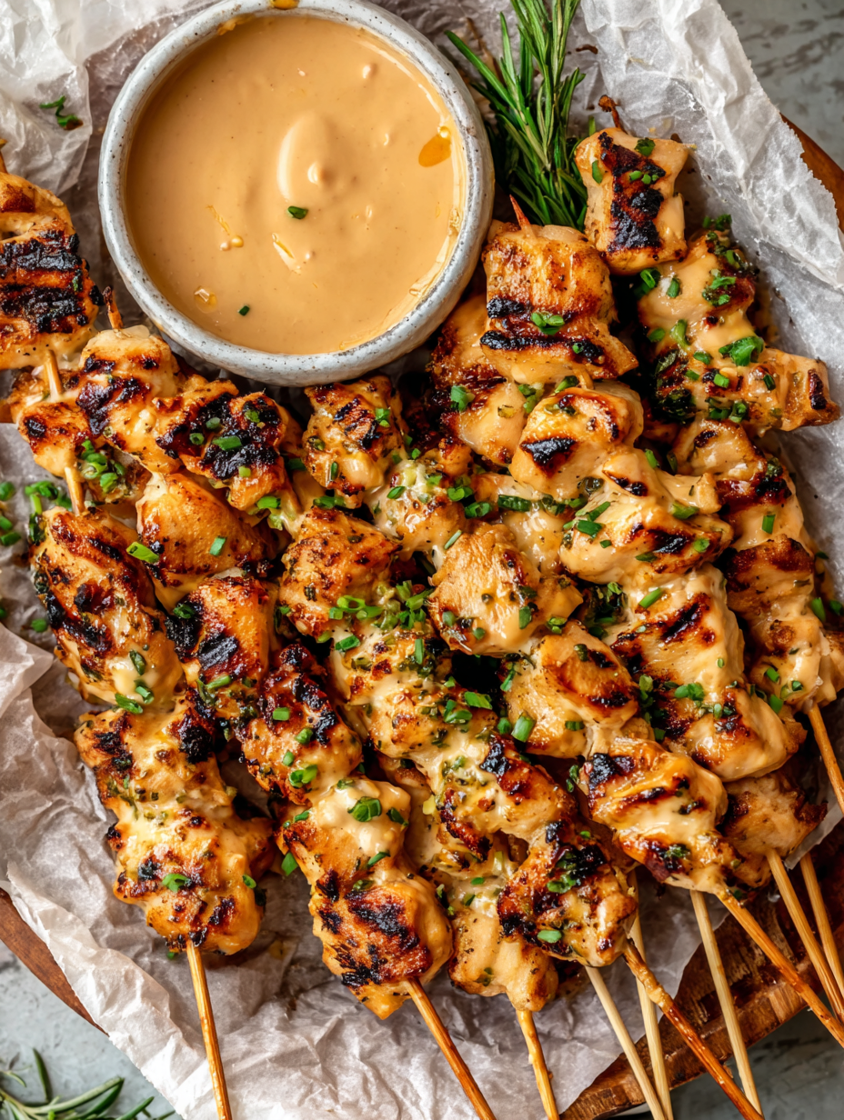 Bang Bang Chicken Skewers in air fryer basket