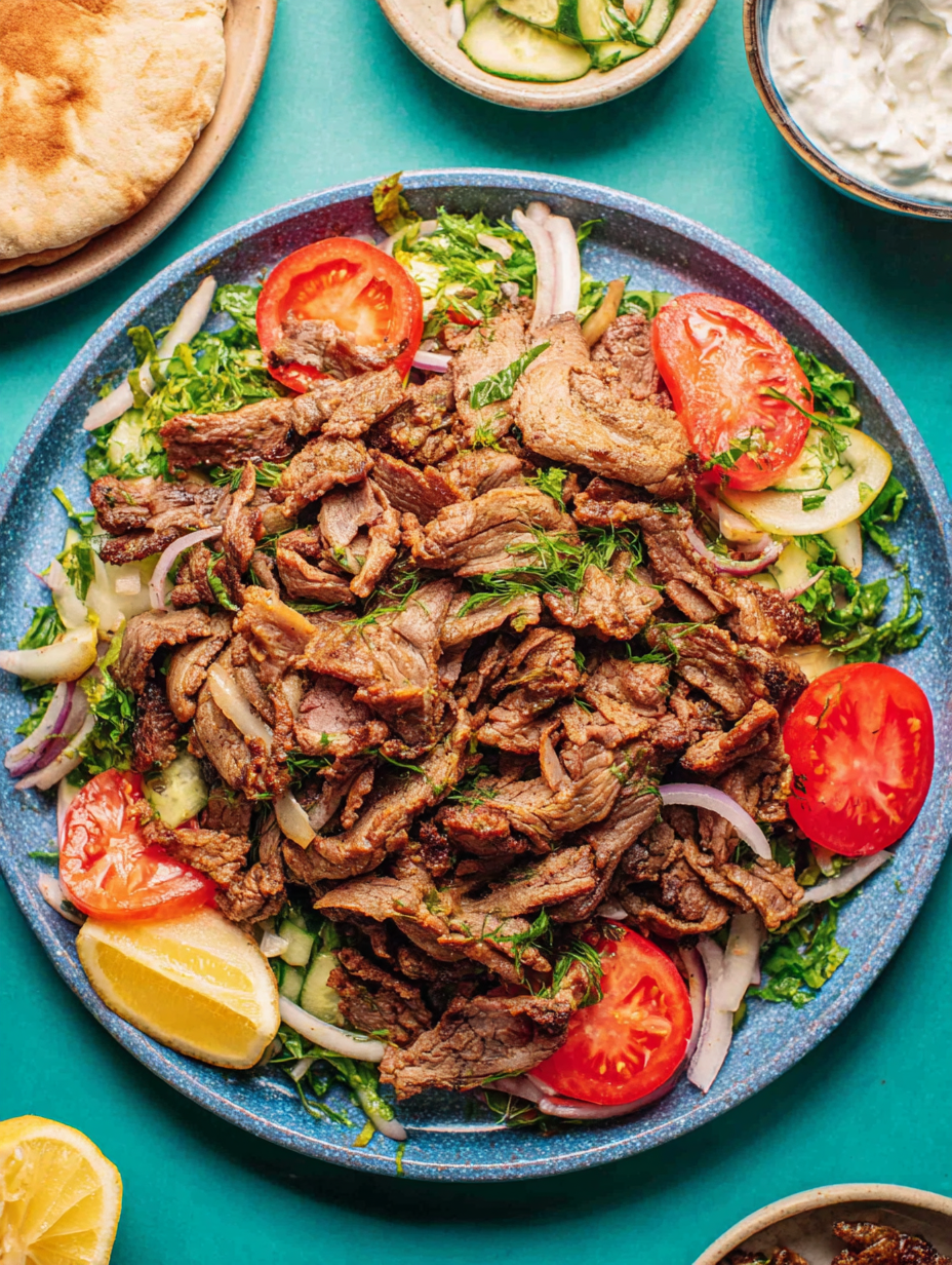 Crisp pan seared doner slices served in pita