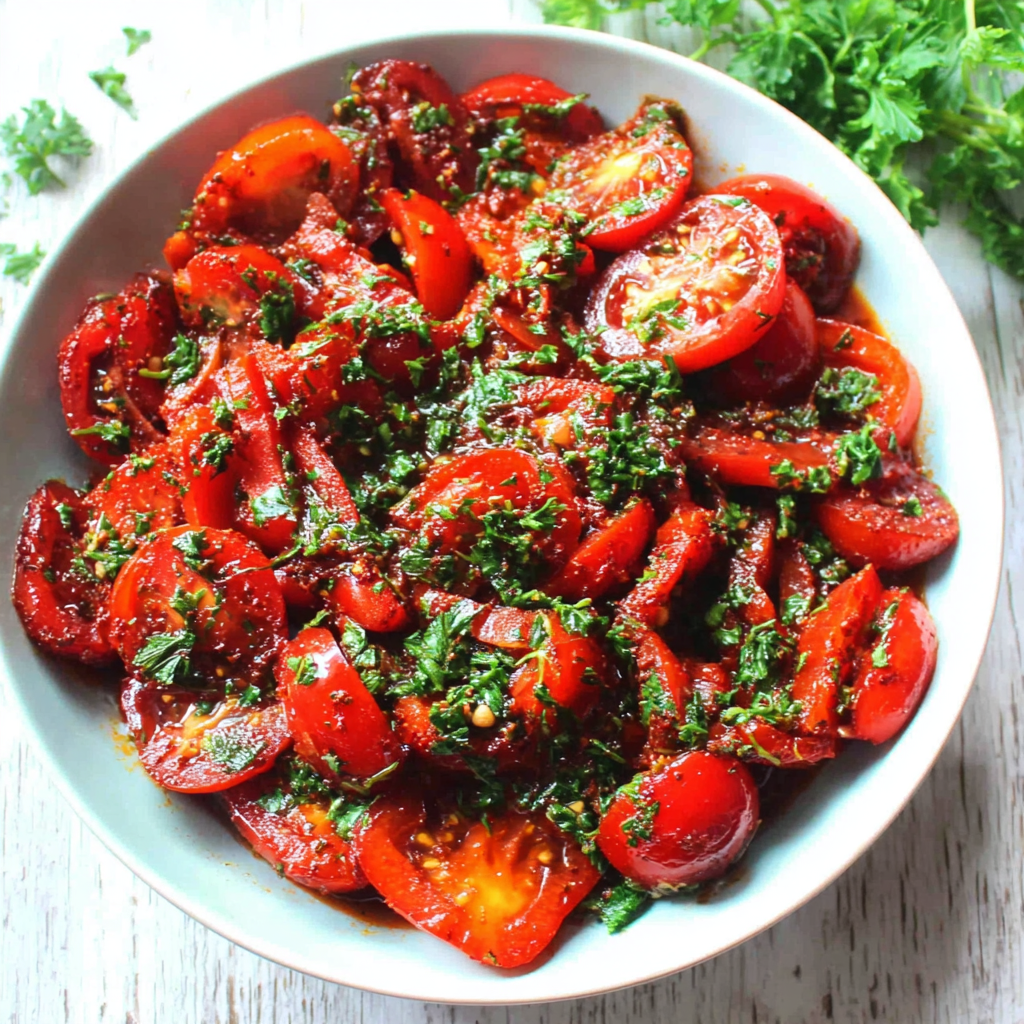 Lebanese Tomato Salad with Sumac, Garlic & Parsley