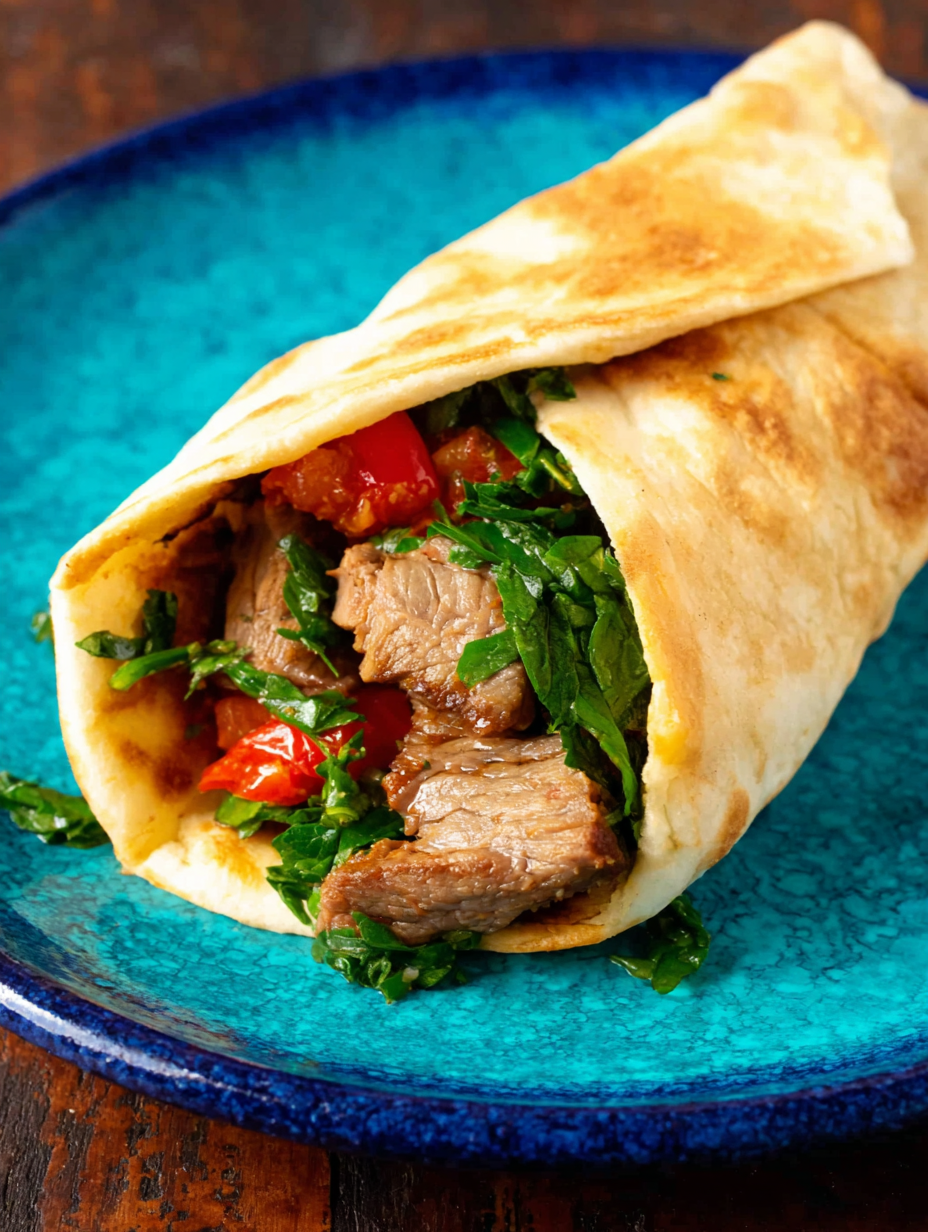 Tantuni wrap with tomato parsley salad